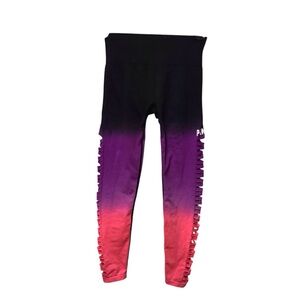 Pink Victoria's Secret  Ombre Cool Comfy Strappy Leggings Dip Dye Purple SZ M